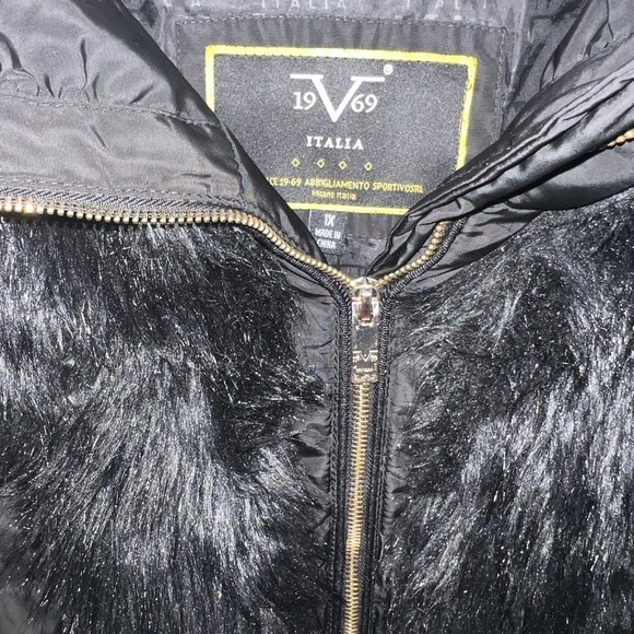 Versace 1969 Faux Fur-Accent Coat - Picture 2 of 8